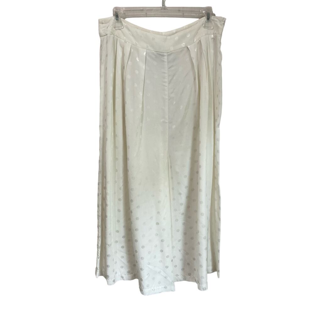 ASOS‎ Off White Dot Cricle Print High Waisted Cropped Wide Leg Trousers Sz 10